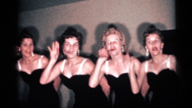 1958: dancing ladies with cute expression in black dress NEW JERSEY