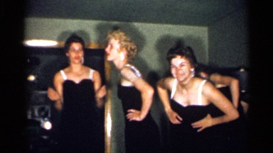 1958: the women dance view to near happy shaking hand night time