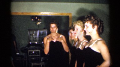 1958: the girls are practice the group dance in our bar and to take few minutes