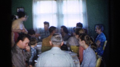 1958: the hotel serve for the girl all person sit in the chair near to table