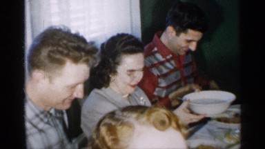 1958: a family enjoys a nice dinner around the table NEW JERSEY