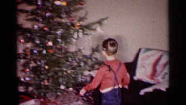 1959: a boy in front of his tree during the holidays MICHIGAN
