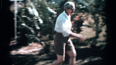 1958: a old man play run the our house back side green grasses in the place