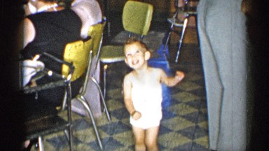 1955: the baby enjoy in the hotel , vintage clip