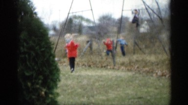 1959: people walking around the forest and puts a tent at middle of place