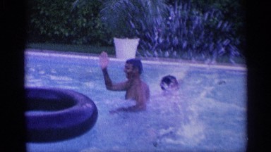 1959: the swimming of the two young man in the morning time in very happy