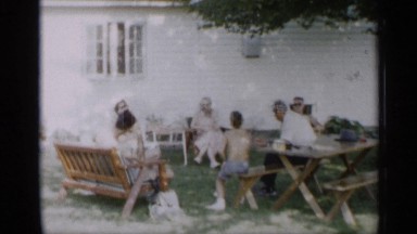 1959: family gathering outside talking INDIANA