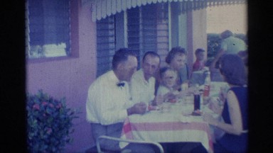 1959: friends are celebrating a party with them family of fully happiness