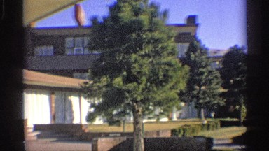 1959: campus view on the ground floor overlooking the quad and buildings ARIZONA