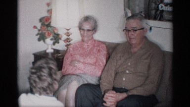 1959: child dances for grandparents. NEW YORK