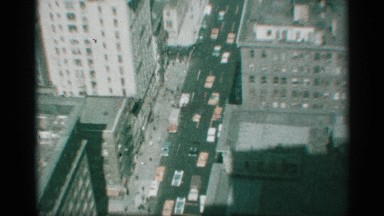 1959: a city that located at the top bus and transport are moving, vintage clip