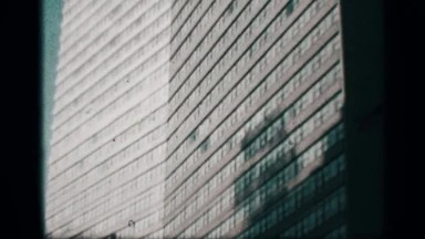 1959: a big building is displayed the building had many floors, vintage clip