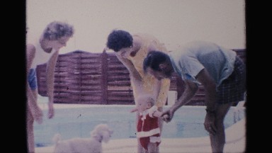 1959: one little baby walk the beach our dog watch the seen our home person