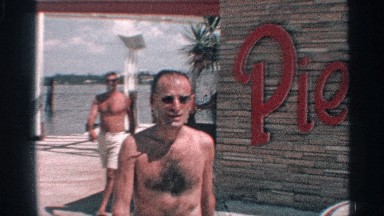 1959: the men small boy come to the restaurants near to sign board
