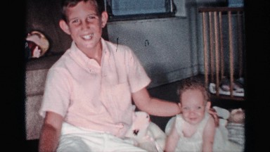 1959: a small boy play in our sister in house morning time in a house happy time
