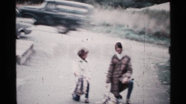 1969: the cute brother and his sister playing on the roadside OHIO