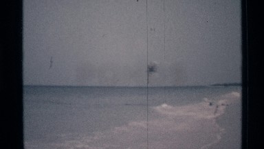 1973: helicopter flying above the water ,peoples watching helicopter FLORIDA