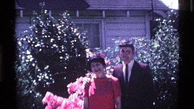 1969: zooming in and out on people dressed fancy. OHIO
