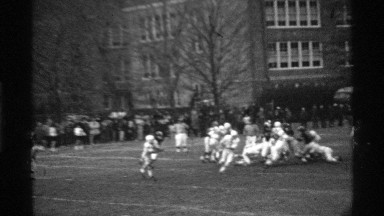 1969: a football match in the ground play in the player