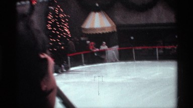 1970: watching an ice rink at christmas time. NEW YORK CITY