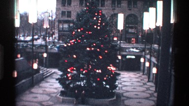 1971: a tree with different color of lights it decorates like a christmas tree