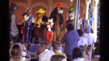 1974: all disney characters making show in front of the crowd. ORLANDO FLORIDA