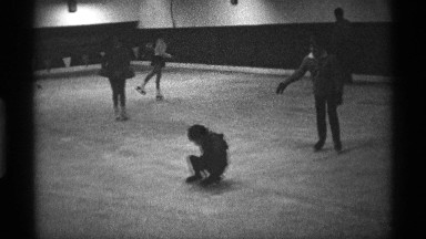 1971: Children Skating Indoors in New York City Home