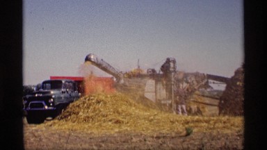 1969: a piece of farm equipment processing grain JORDAN MINNESOTA