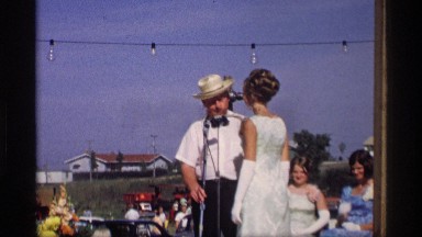 1969: People Gathered and Speaking in Mabel Minnesota