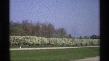1969: The Car Slow Run Near View Big Stone Near to Road Another to Another Car