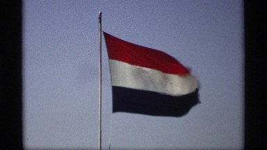 1969: the flag fly in the air morning time clear the sky sun shine