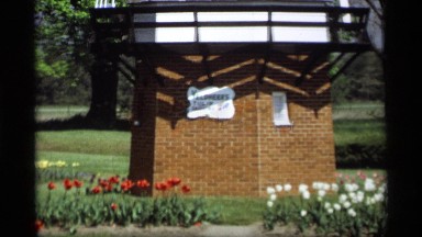 1969: windmill landmark perched in the middle of a garden HOLLAND MICHIGAN