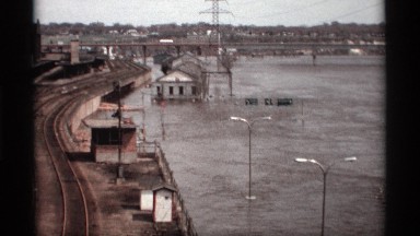 1969: awesome view of an man made wonder in a river side a bridge