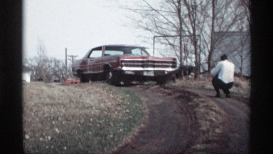 1969: the main focus the car and land correct place and walk out of the door
