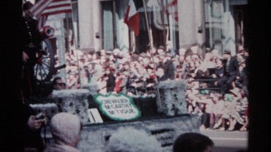 1968: a vehicle that passed on the road and an army man on it and a content he