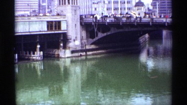 1968: pedestrians cross over an urban bridge CHICAGO ILLINOIS
