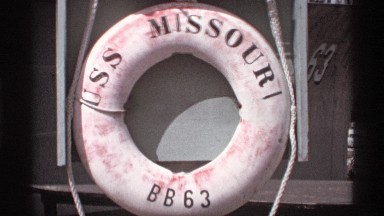 1974: Lifebuoy with USS Missouri Printed on Top Half and Bb63 on Lower Half