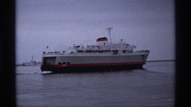 1974: ship moving in the ocean, old video around 70's or 80's VANCOUVER CANADA