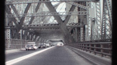 1967: point of view of traveling in the right hand lane in a car while crossing