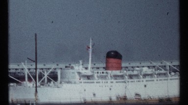 1967: still shot of a docked cruise ship MONTREAL CANADA