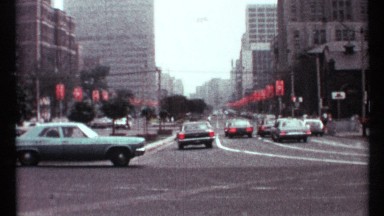 1967: a busy intersection within a downtown area during rush hour TORONTO CANADA