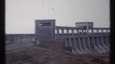 1967: Top of Dam with Slope and Two Rows of Angled Supports Equally Spaced