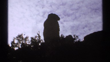 1972: Trees and Pillar in Peaceful Early Morning Arizona Landscape