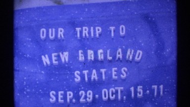 1971: writing on a surface about a vacation to new england. NEW YORK