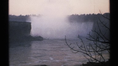 1971: Swamp Area with White Fog and Black Object in Water, NEW YORK