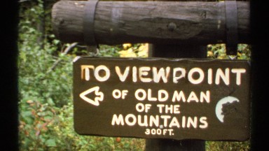 1971: sign for viewpoint of old man of the mountains NEW HAMPSHIRE