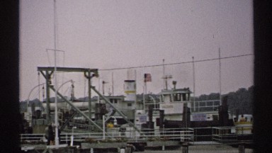 1971: the tops of a couple of boats are seen parked at a dock NEW YORK