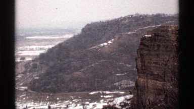1971: a edge of a very steep canyon taken by video. LA CROSSE WISCONSIN