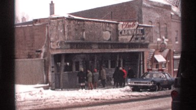 1971: crowd standing in line to purchase food from outdoor restaurant. WISCONSIN