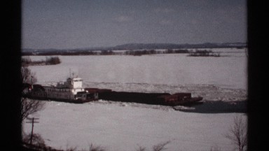 1971: Ship Docked on Frozen Lake Wisconsin